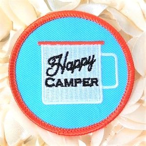 Happy Camper Round Iron On Patch